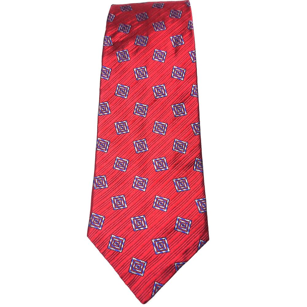 XMI Platinum Mens Tie Woven Silk Geometric Red Blue Diamond Luxury Necktie 58 in